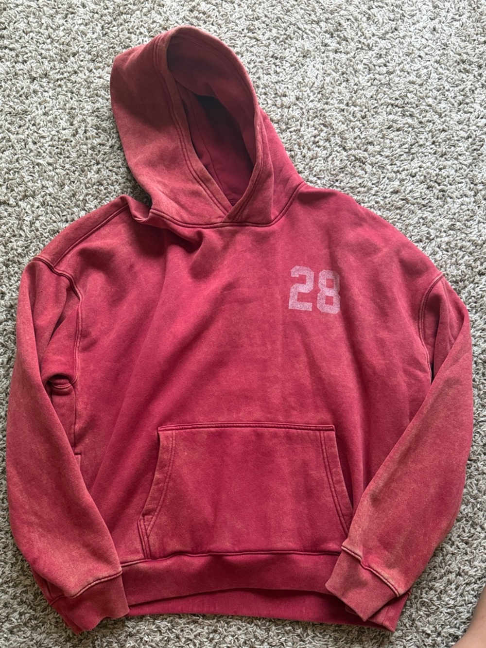 Hollister Washed Red Pullover Boxy Fit Hoodie